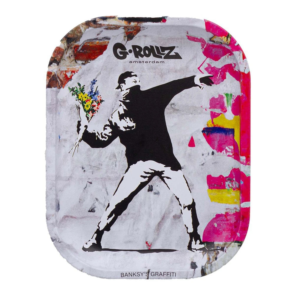 Banksy's Graffiti Flower Thrower Rolling Tray S