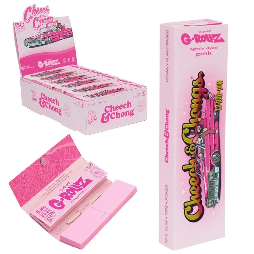 G-Rollz Cheech & Chong™ Lowrider Lightly Dyed Pink KS Papers + Tips & Poker