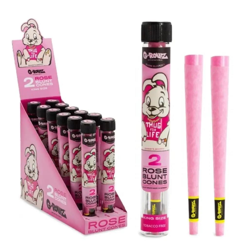G-Rollz 2x Banksy's Graffiti Terpene Infused KS Herbal Blunt Cones - Rose - Secret Flowers