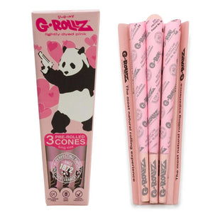 G-Rollz Banksy's Graffiti Panda Gunnin 3 Pre-Rolled KS Cones Lightly Dyed Pink - Secret Flowers