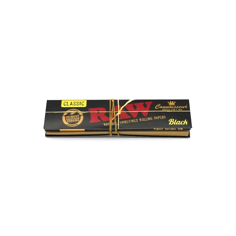 RAW Black Classic Connoisseur King Size Slim Papers + Tips