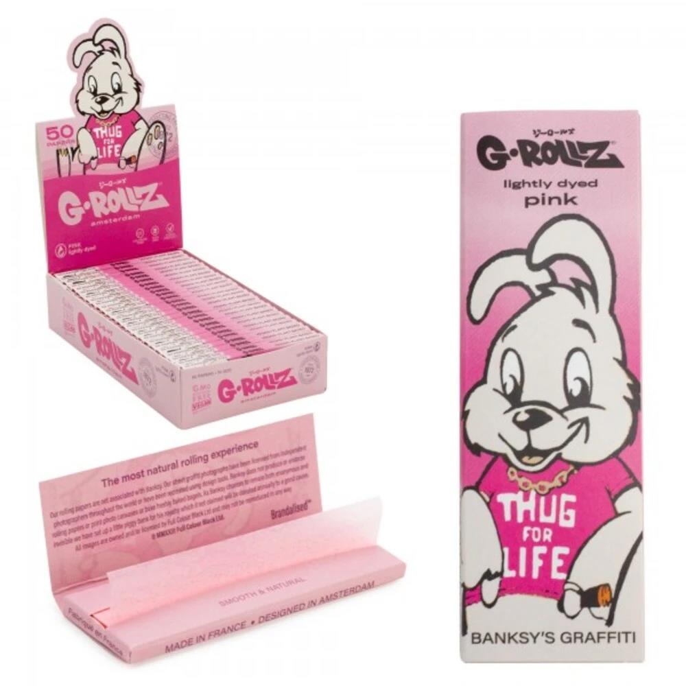 G-Rollz Banksy's Graffiti Thug for Life Lightly Dyed Pink 1¼ Papers