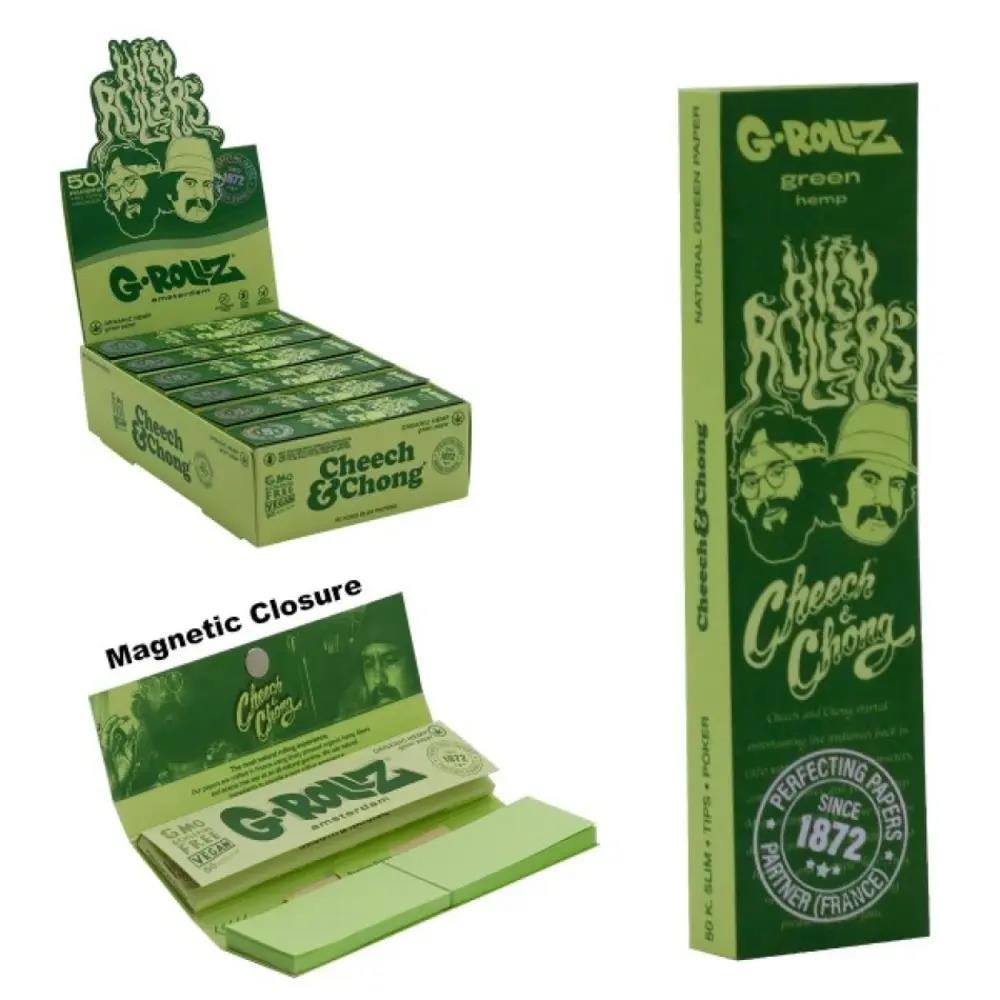 G-Rollz Cheech & Chong™ High Rollers Organic Green Hemp KS Papers + Tips & Poker