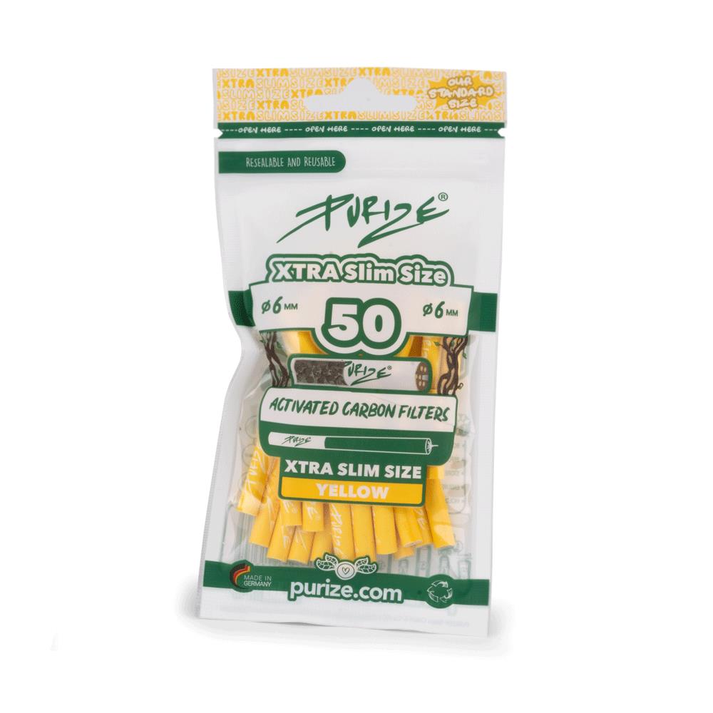 Purize Aktivkohlefilter Yellow Xtra Slim Size 6mm - 50er Pack - Secret Flowers