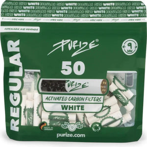Purize Aktivkohlefilter White Regular Size 9mm - 50er Pack - Secret Flowers