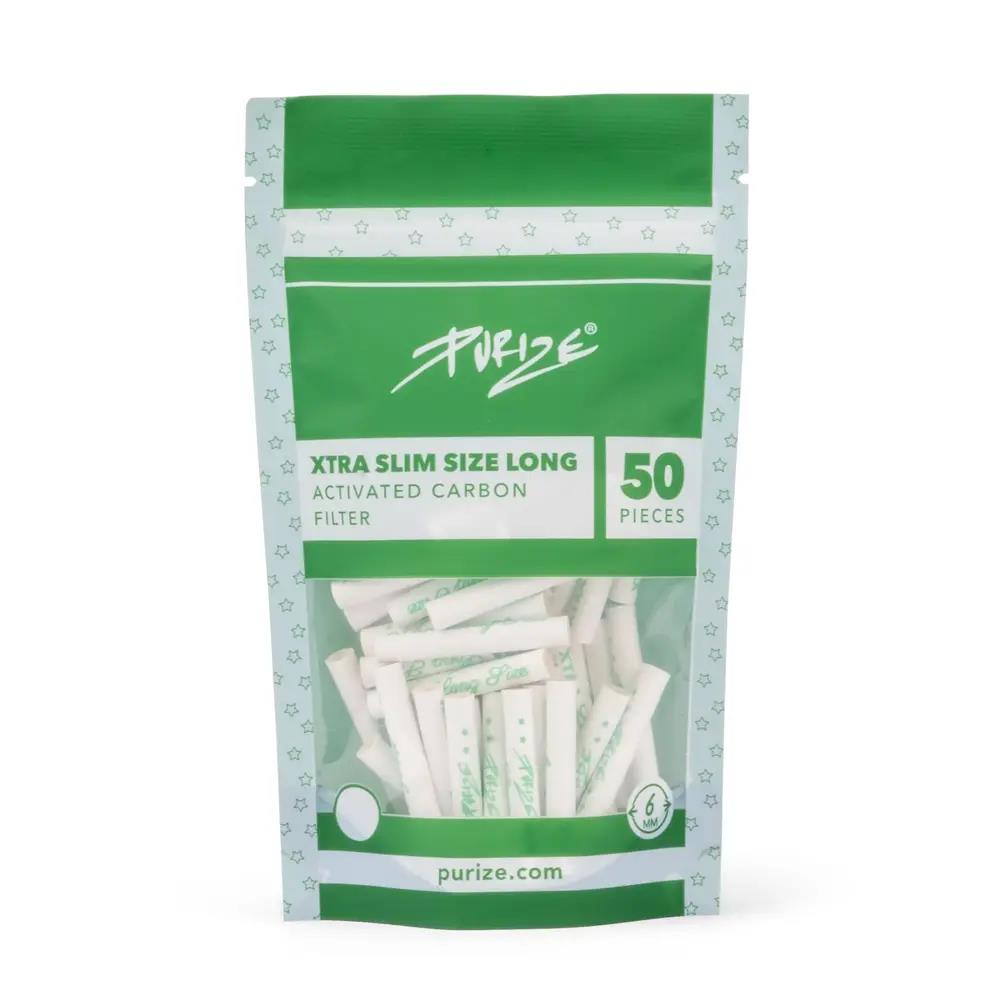 Purize Aktivkohlefilter White Xtra Slim Size Long 6mm - 50er Pack - Secret Flowers