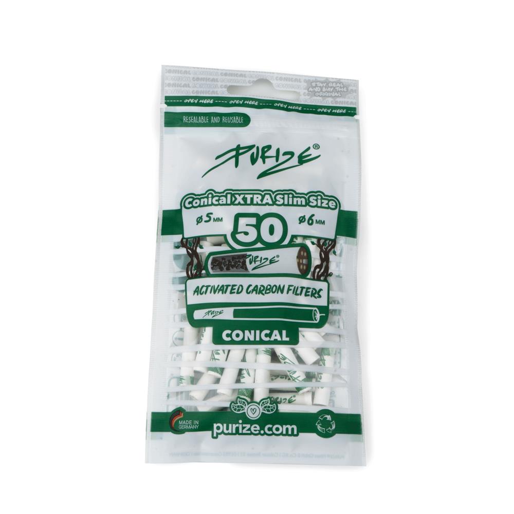 Purize Aktivkohlefilter White Conical Xtra Slim Size 5-6mm - 50er Pack - Secret Flowers