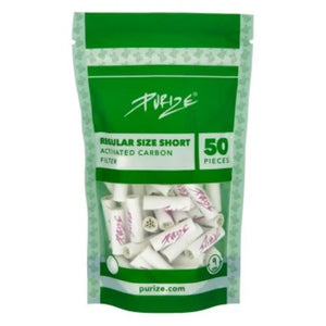 Purize Aktivkohlefilter White Regular Size Short 9mm - 50er Pack - Secret Flowers