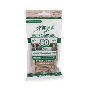 Purize Aktivkohlefilter Organic Xtra Silm Size 6mm - 50er Pack - Secret Flowers