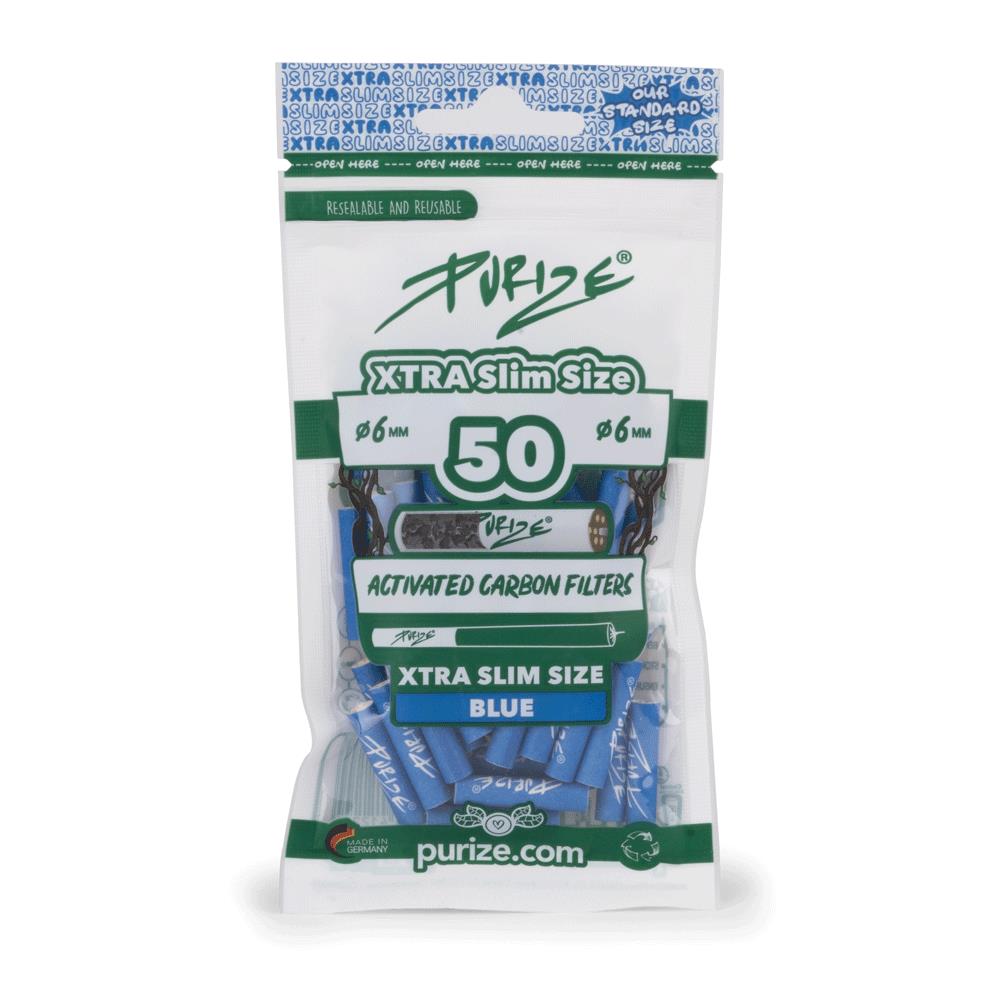 Purize Aktivkohlefilter Blue Xtra Silm Size 6mm - 50er Pack - Secret Flowers