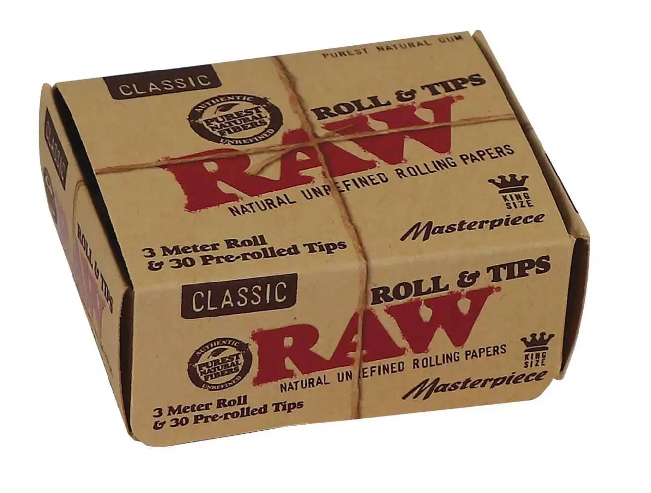 RAW Classic Masterpiece 3m Paper Roll + 30 Tips - Secret Flowers