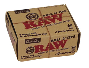 RAW Classic Masterpiece 3m Paper Roll + 30 Tips - Secret Flowers