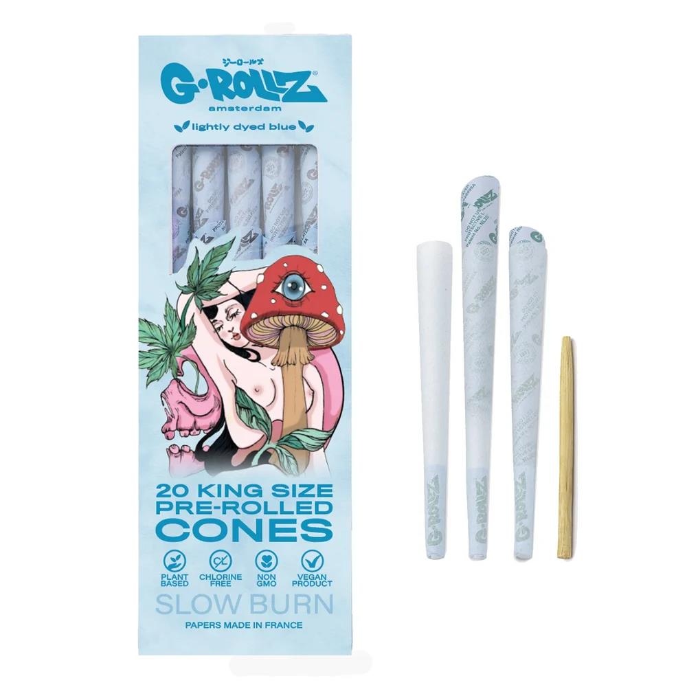 G-Rollz Naked Shroom 20 Pre-Rolled KS Cones Lightly Dyed Blue - Secret Flowers
