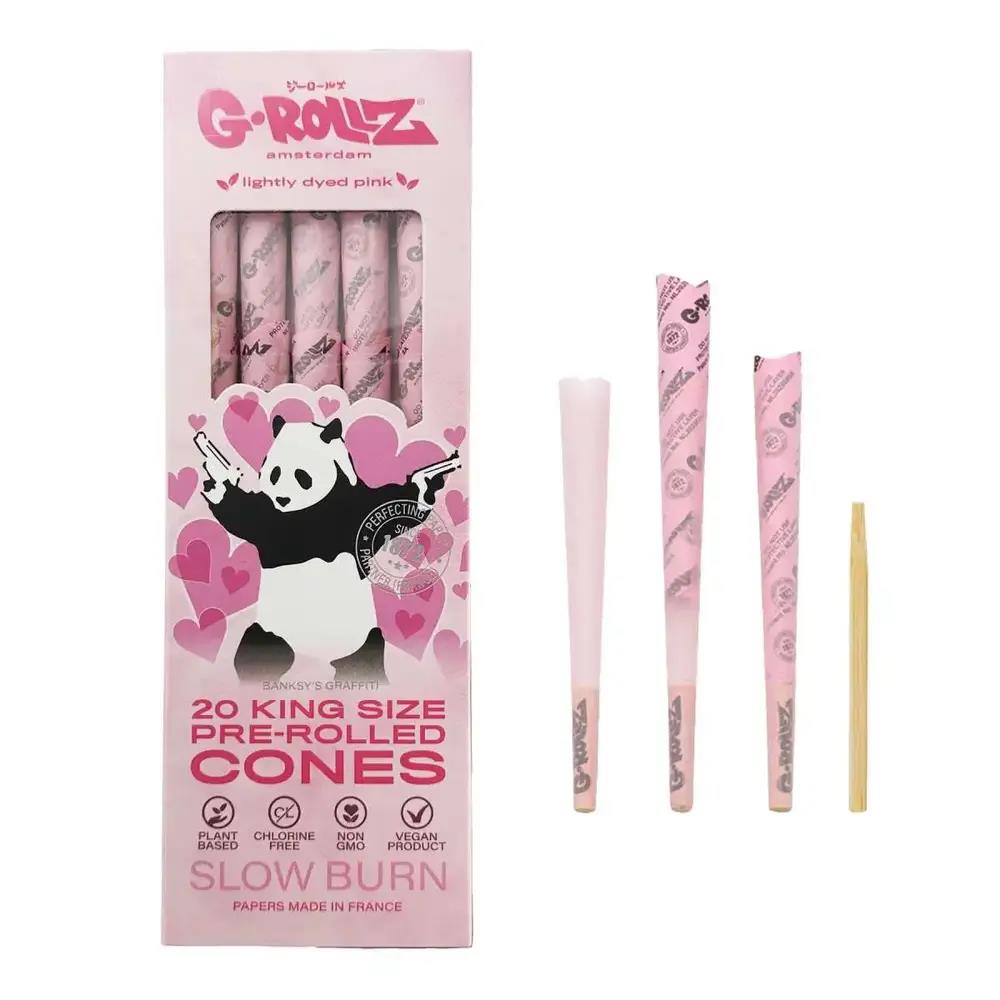 G-Rollz Banksy's Graffiti Panda Gunnin' 20 Pre-Rolled KS Cones Lightly Dyed Pink - Secret Flowers