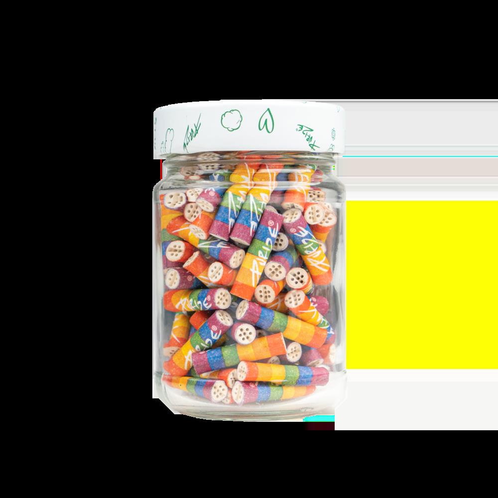 Purize Aktivkohlefilter 6mm Rainbow 100 Stück + Upcycling Glas - Secret Flowers