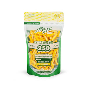 Purize Aktivkohlefilter Yellow Xtra Slim Size 6mm - 250er Pack - Secret Flowers