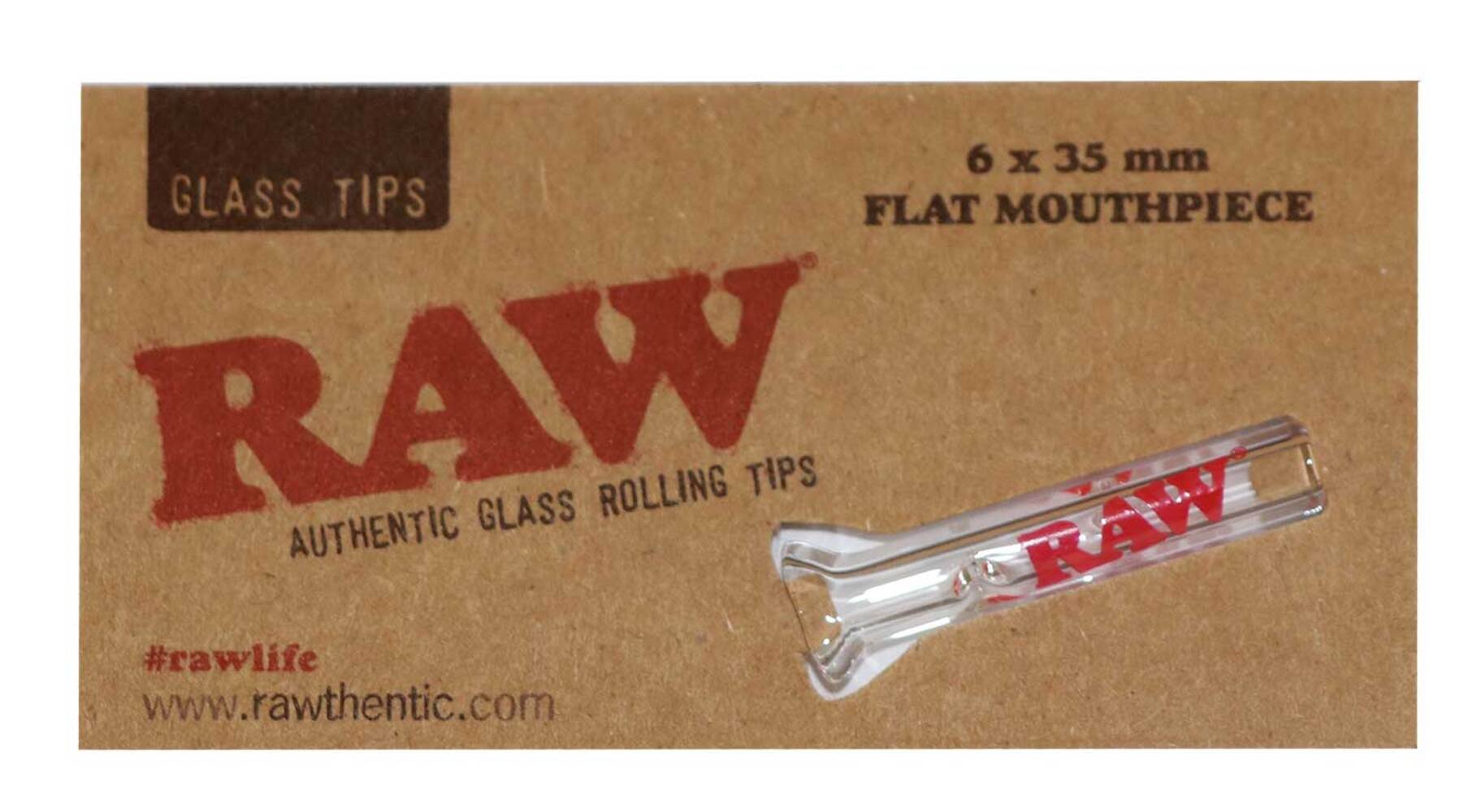 RAW Glass Rolling Tips 6mm Flat Mouthpiece - Secret Flowers