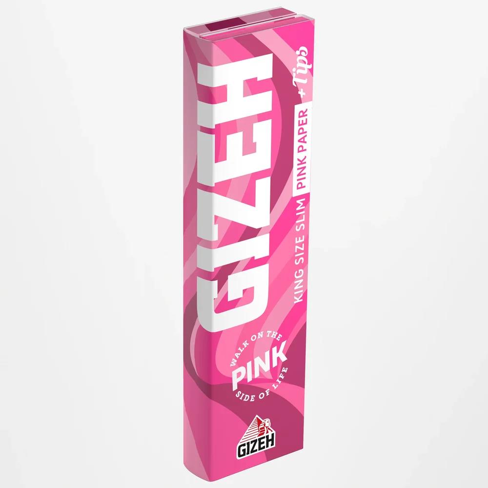 Gizeh Pink King Size Slim Papers + Tips - Secret Flowers