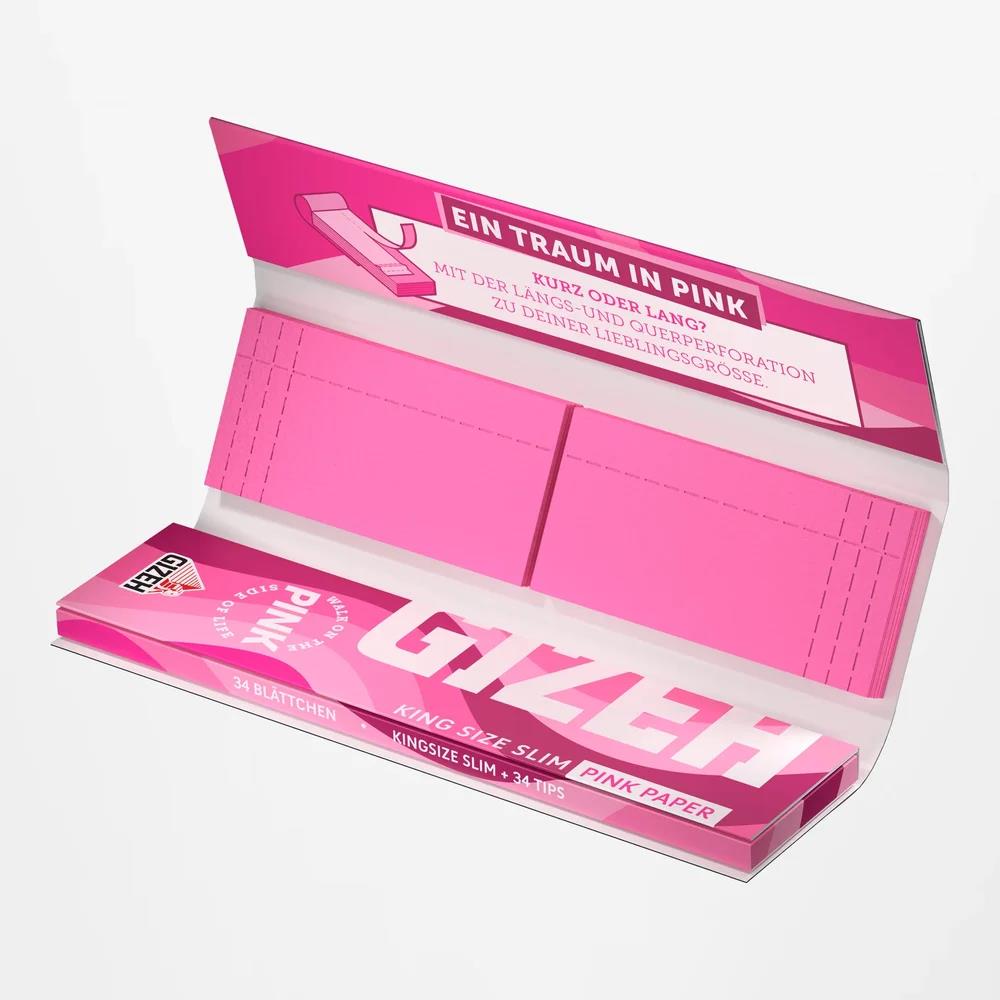 Gizeh Pink King Size Slim Papers + Tips - Secret Flowers