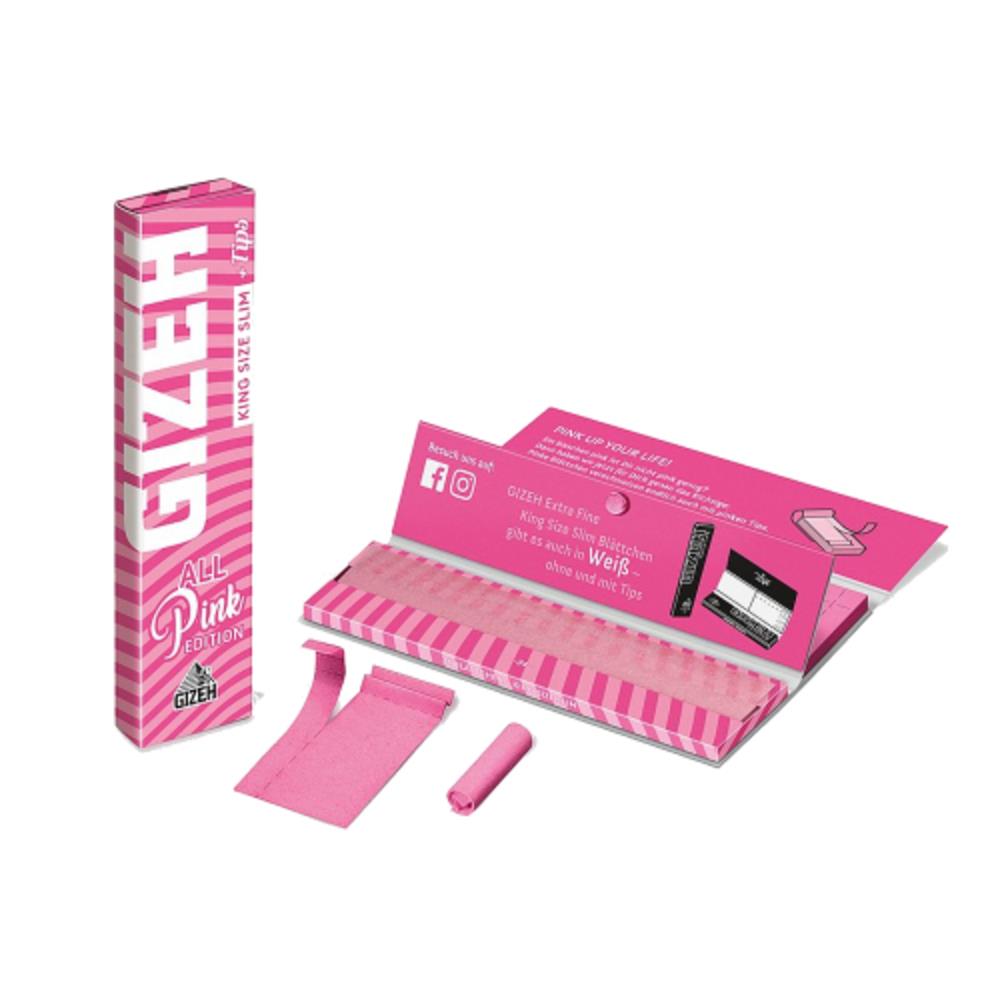 Gizeh Pink King Size Slim Papers + Tips - Secret Flowers