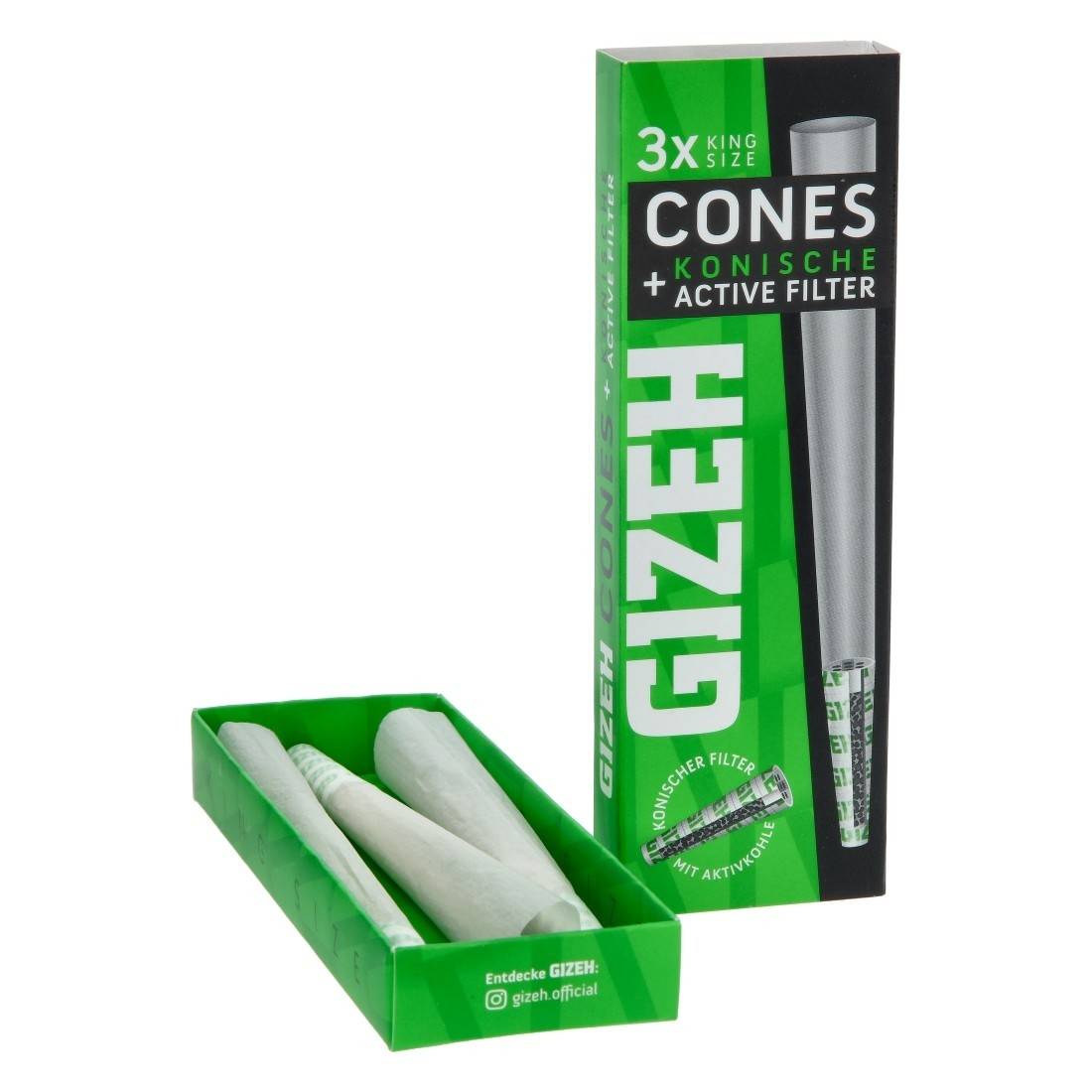 Gizeh 3 King Size Cones + Aktivkohlefilter