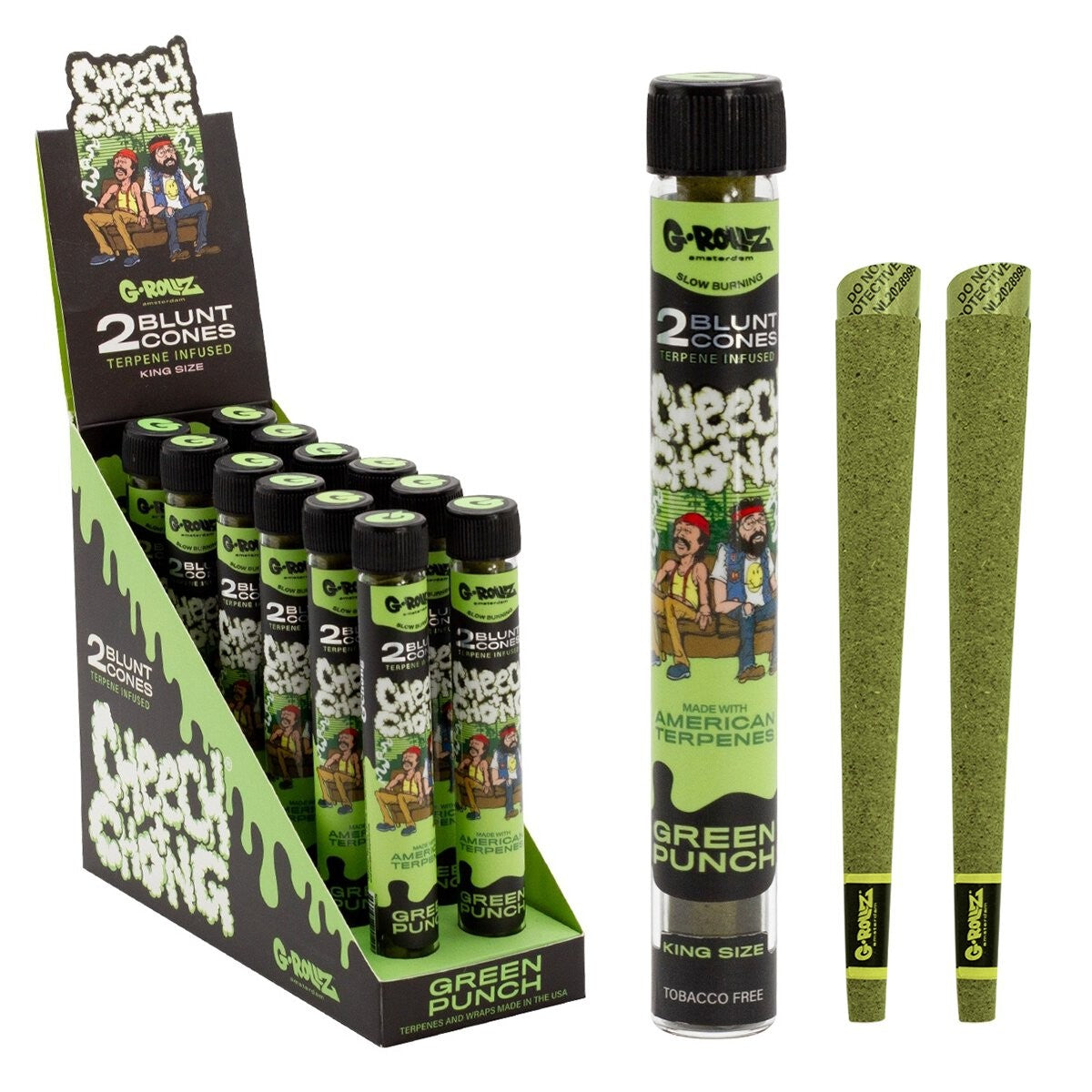 G-Rollz Cheech & Chong™ 2x Terpene Infused KS Blunt Cones  - Green Punch - Secret Flowers