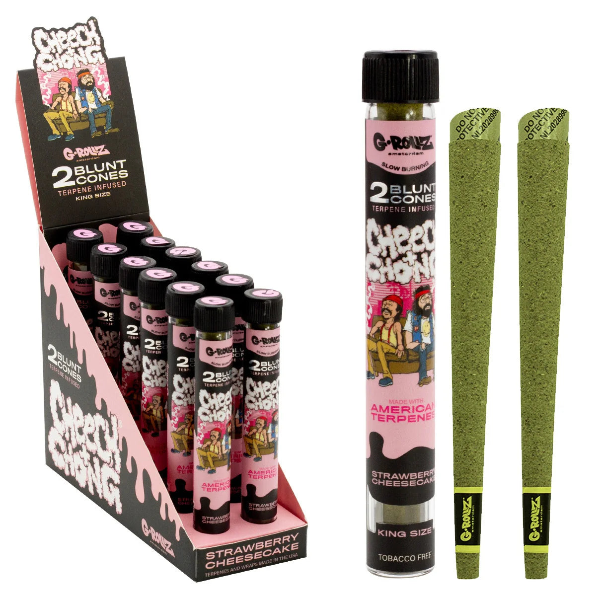 G-Rollz Cheech & Chong™  2x Terpene Infused KS Blunt Cones - Strawberry Cheesecake - Secret Flowers