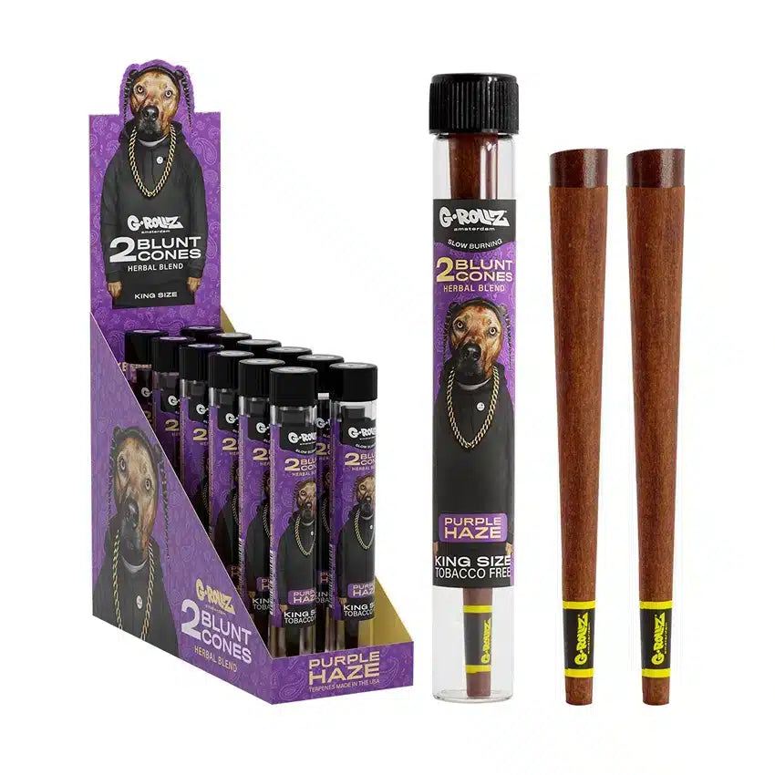 G-Rollz The Dog 2x Terpene Infused KS Herbal Blunt Cones - Purple Haze - Secret Flowers