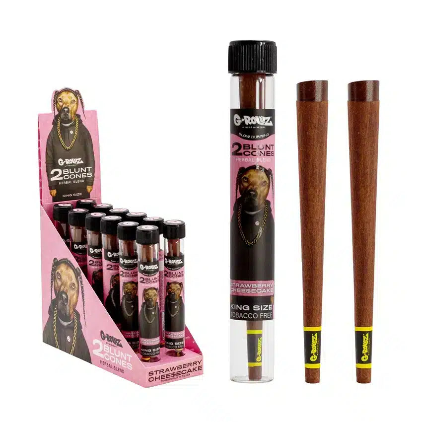 G-Rollz The Dog 2x Terpene Infused KS Herbal Blunt Cones - Strawberry Cheesecake - Secret Flowers