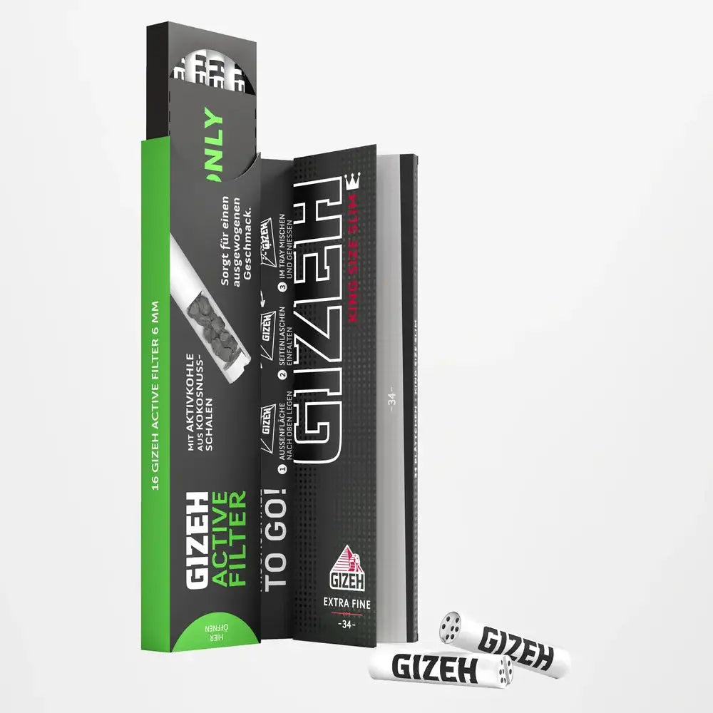 Gizeh Black King Size Slim Papers + Aktivkohlefilter - Secret Flowers