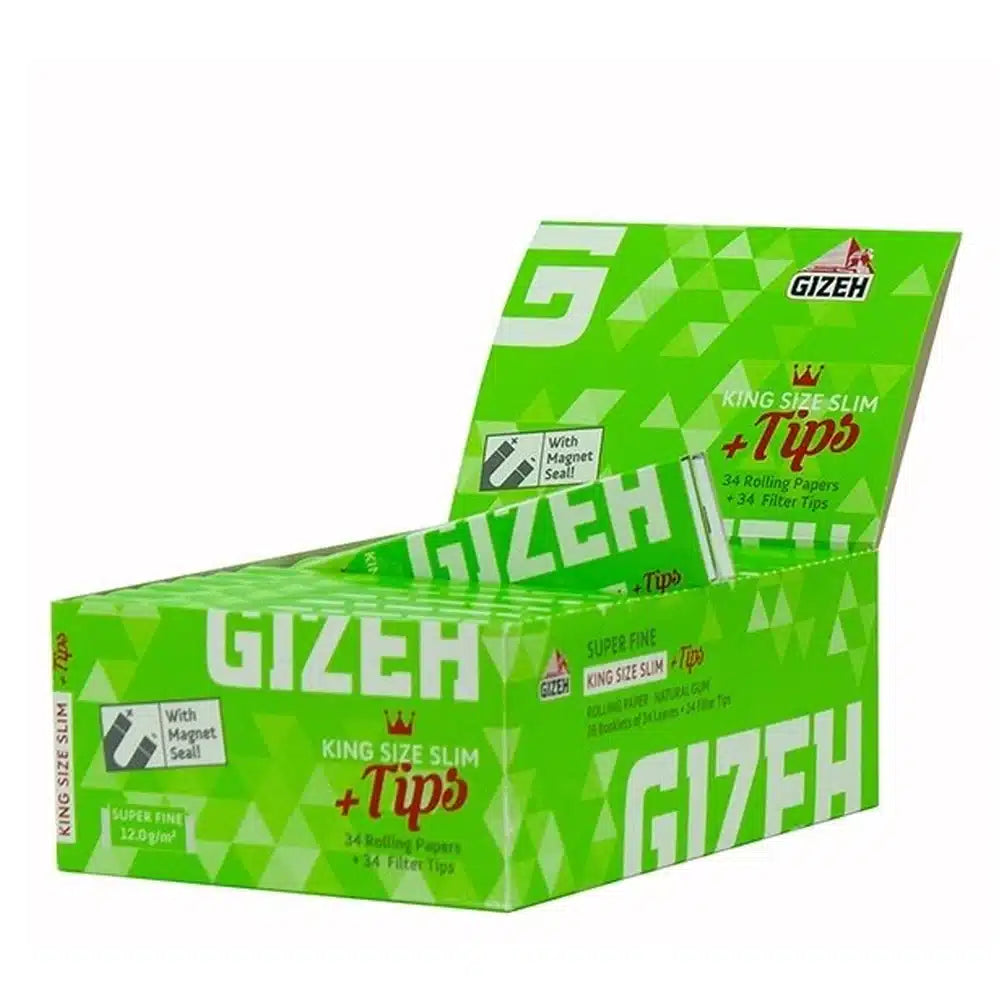 Gizeh King Size Slim Papers Super Fine + Tips - Secret Flowers