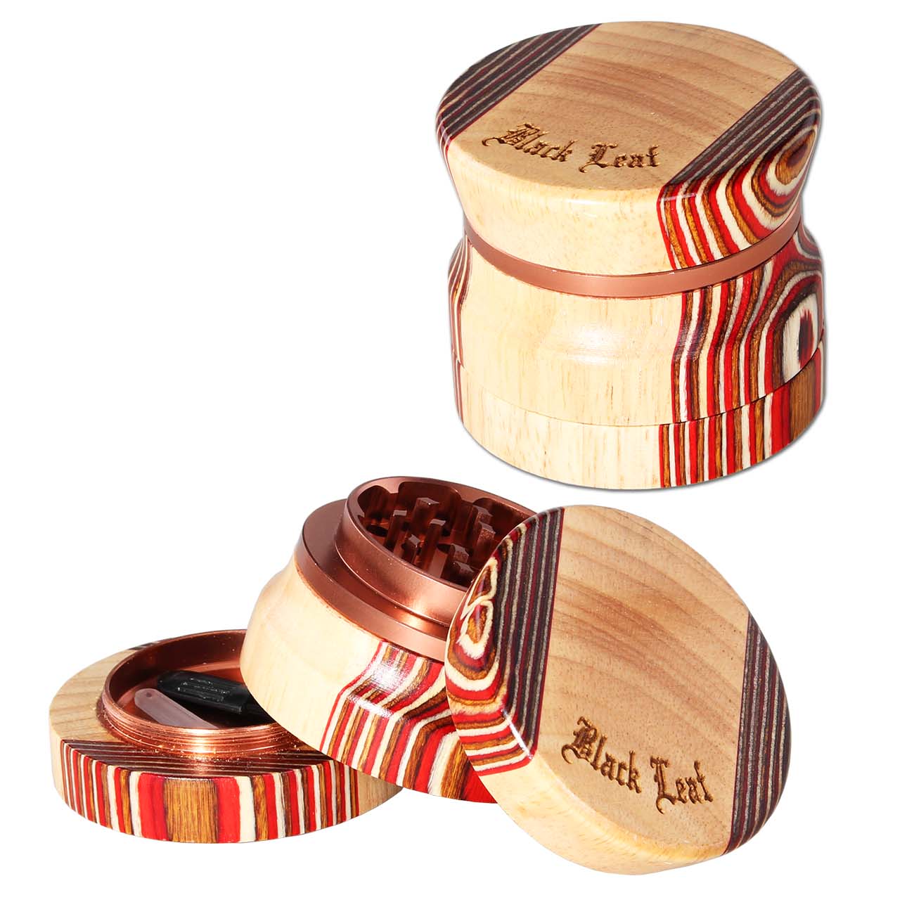 Nussholz Alu- Holzgrinder 4-tlg.